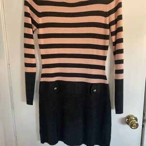 Striped Pink and Black Sweater Dress